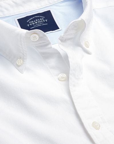 Men's Button-Down Collar Washed Oxford Cotton Shirt With Pocket - Single Cuff, Small by - Charles Tyrwhitt - Modalova