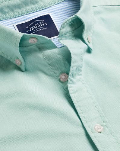 Men's Button-Down Collar Washed Oxford Cotton Shirt - Aqua Single Cuff, Medium by - Charles Tyrwhitt - Modalova