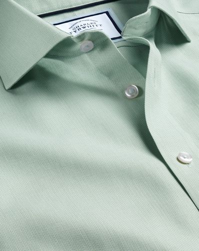 Men's Cutaway Collar Non-Iron Henley Weave Cotton Formal Shirt - Light Single Cuff, Large by - Charles Tyrwhitt - Modalova