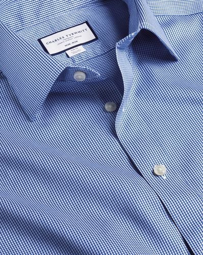 Men's Non-Iron Puppytooth Cotton Formal Shirt - Royal Single Cuff, Medium by - Charles Tyrwhitt - Modalova
