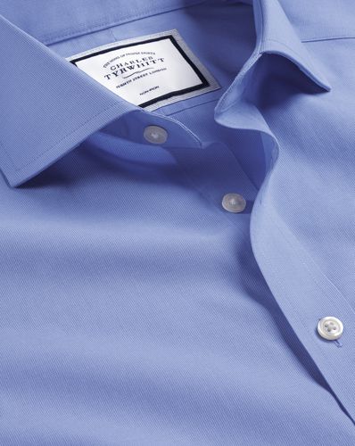 Men's Cutaway Collar Non-Iron Poplin Cotton Formal Shirt - Ocean Single Cuff, XL by - Charles Tyrwhitt - Modalova