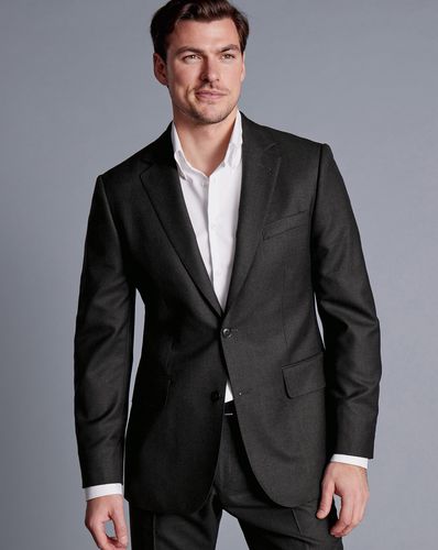 Men's British Luxury Suit Jacket - Charcoal Black , 36R Regular by - Charles Tyrwhitt - Modalova