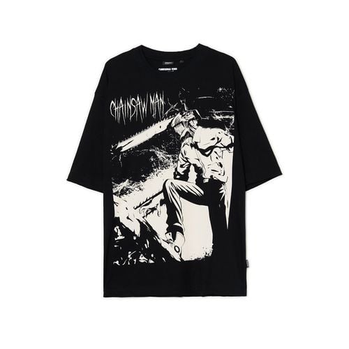 Camiseta negra con estampado Chainsaw Man - Cropp - Modalova