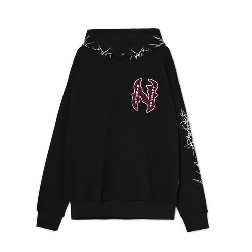 Sudadera negra con capucha y estampado - Cropp - Modalova