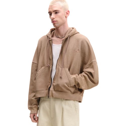 Sudadera con capucha, cremallera y efecto lavado - Cropp - Modalova