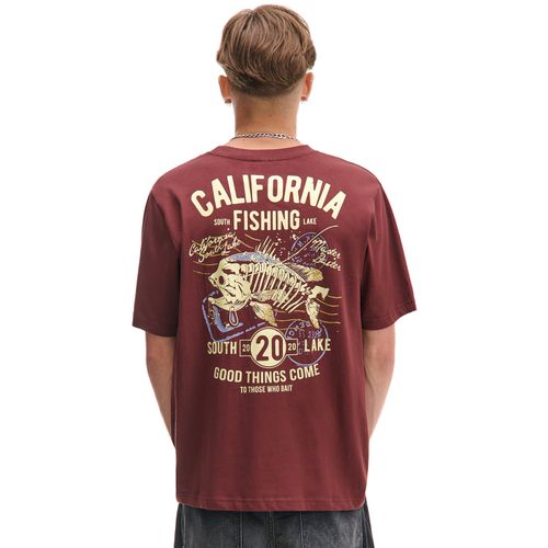 Cropp - T-shirt con stampa - maroon - Cropp - Modalova