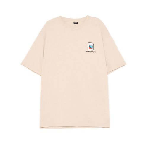 Cropp - T-shirt con ricamo - Beige - Cropp - Modalova
