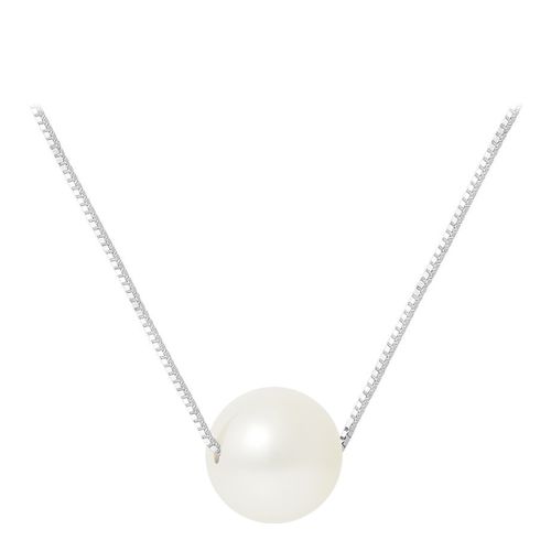 Silver/White Pearl Necklace - Mitzuko - Modalova