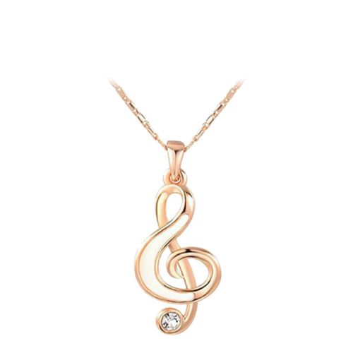 Music Note Necklace with Swarovski Crystals - Ma Petite Amie - Modalova