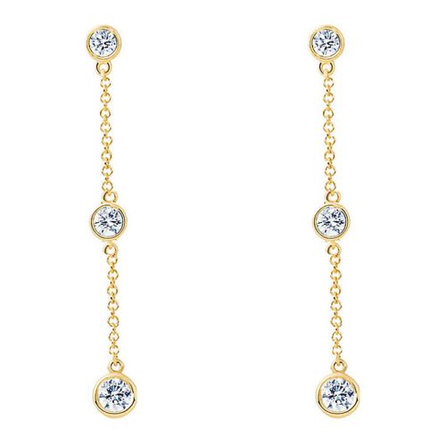 Three Stone Cubic Zirconia Drop Earrings - Liv Oliver - Modalova