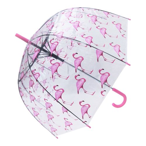 Flamingo Straight Transparent Umbrella - Blooms of London - Modalova