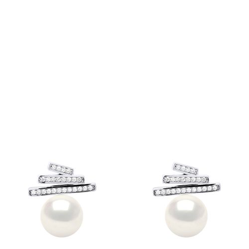 White Pearl Button Earrings 9-10 m - Ateliers Saint Germain - Modalova
