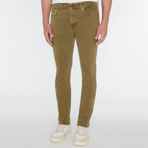 Khaki Paxtyn Cotton Blend Stretch Trousers - 7 For All Mankind - Modalova