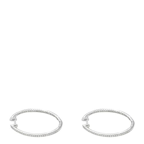 Silver Diamond Hoop Earrings - MUSE - Modalova