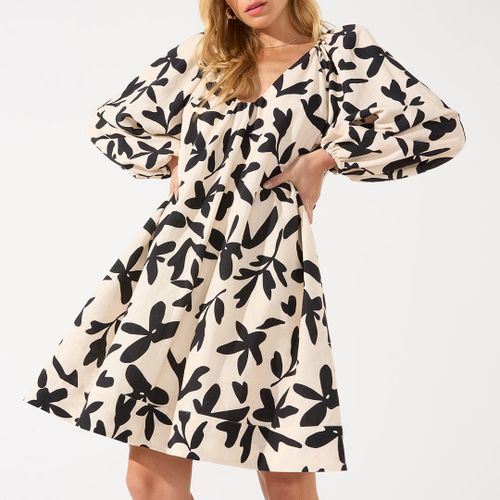 Leaf Print Linen Blend Short Dress - Ro & Zo - Modalova