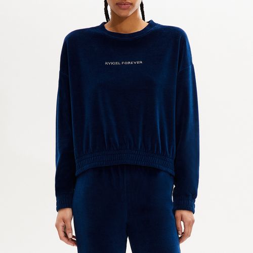 Navy Velour Diamante Sweatshirt - Sonia Rykiel - Modalova