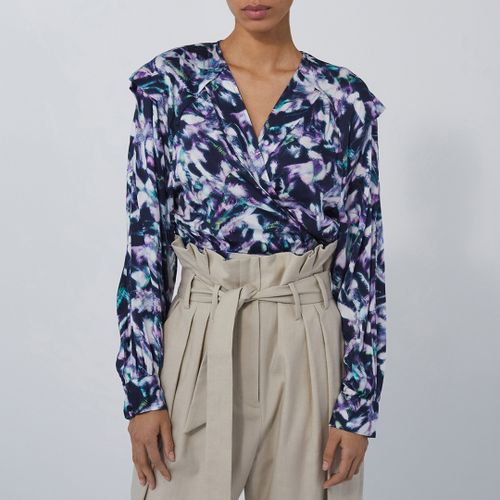 Navy Floral Tie Blouse - Size 12 - IRO - Modalova