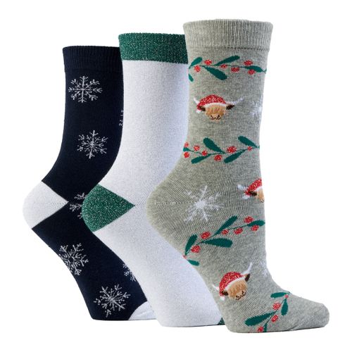 Multi 3pk Christmas Socks - Wild Feet - Modalova