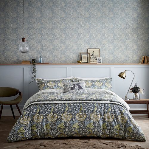 Kennet Superking Duvet Cover Set Indigo & Gold - Morris & Co - Modalova