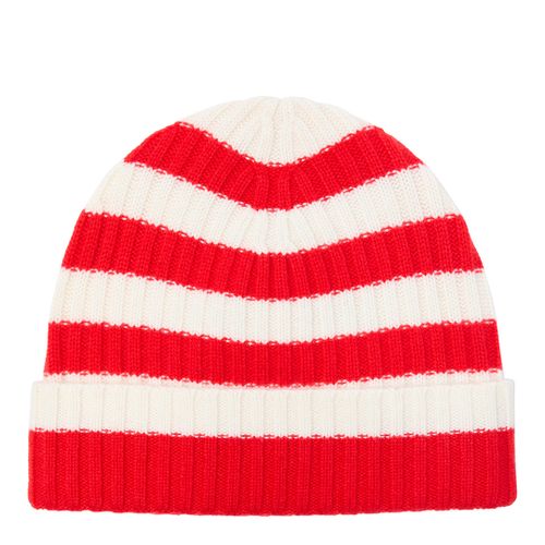 Red/Cream Striped Cashmere Beanie - Laycuna London - Modalova