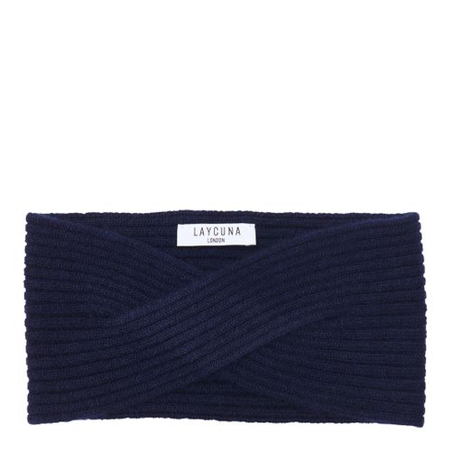 Navy Cashmere Twist Headband - Laycuna London - Modalova