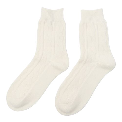 Cream Cashmere Cable Bed Socks - Laycuna London - Modalova