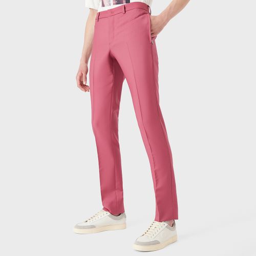 Pink Straight Wool Blend Trousers - Emporio Armani - Modalova