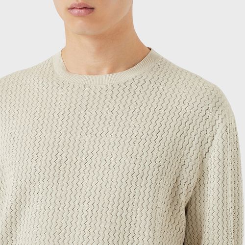 Cream Crew Neck Cotton Blend Top - Emporio Armani - Modalova