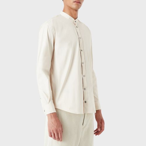 Cream Button Cotton Blend Shirt - Emporio Armani - Modalova