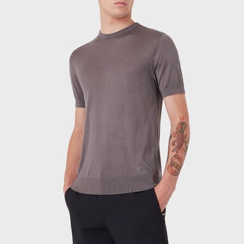 Grey Crew Neck Silk Blend Top - Emporio Armani - Modalova