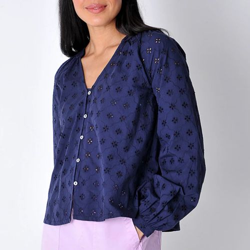 Navy Perranport Cotton Blouse - Burgs - Modalova