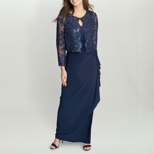 Navy Embroidered Lace 2-Piece Dress - Gina Bacconi - Modalova