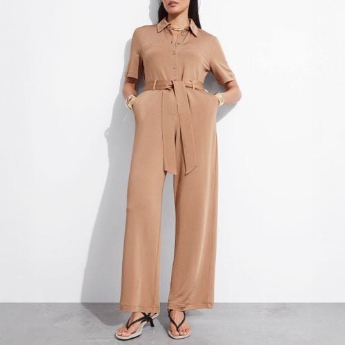 Taupe Shirt Linen Blend Jumpsuit - & Other Stories - Modalova