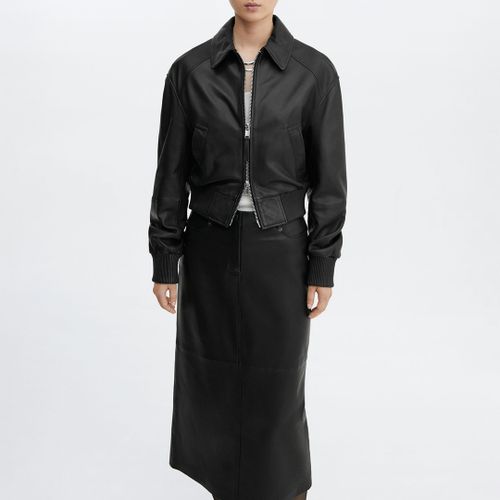 Black Leather Pencil Skirt - Mango - Modalova