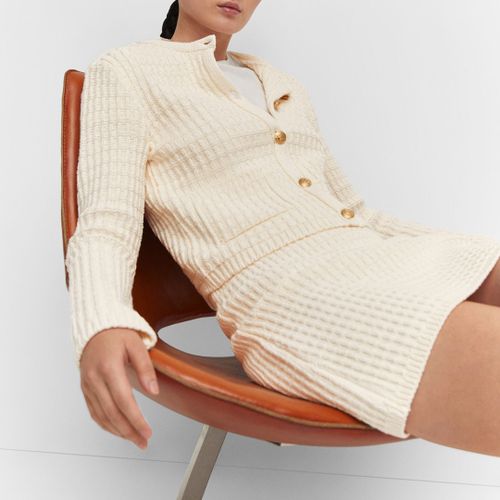 Off White Textured Knit Cardigan - Mango - Modalova