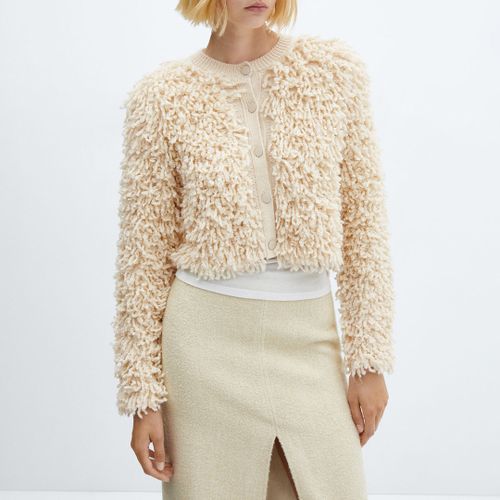 Ecru Textured Knit Cardigan - Mango - Modalova