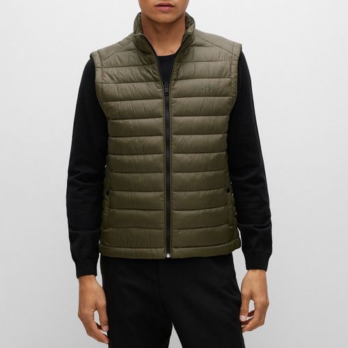 Khaki High Neck Quilted Gilet - BOSS - Modalova