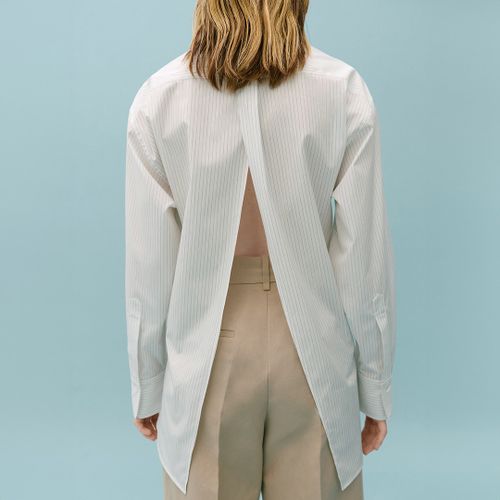 White Cinched Waist Shirt - Mango X Victoria Beckham - Modalova