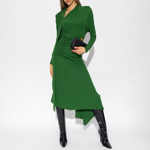 Green Slash-Neck Ruched Midi Dress - Victoria Beckham - Modalova