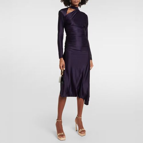 Purple Slash-Neck Ruched Midi Dress - Victoria Beckham - Modalova