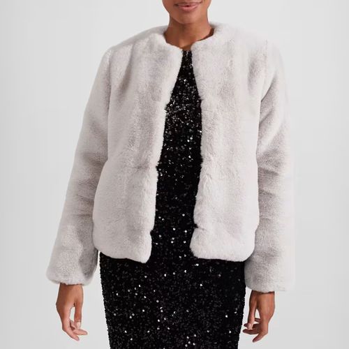 Silver Florence Faux Fur Coat - Hobbs London - Modalova