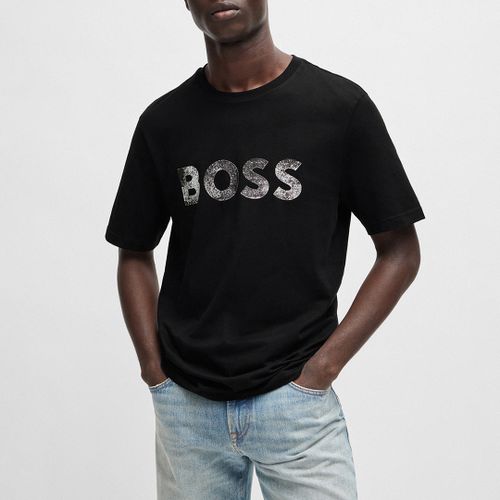 Black Metallic Logo Cotton T-Shirt - BOSS - Modalova