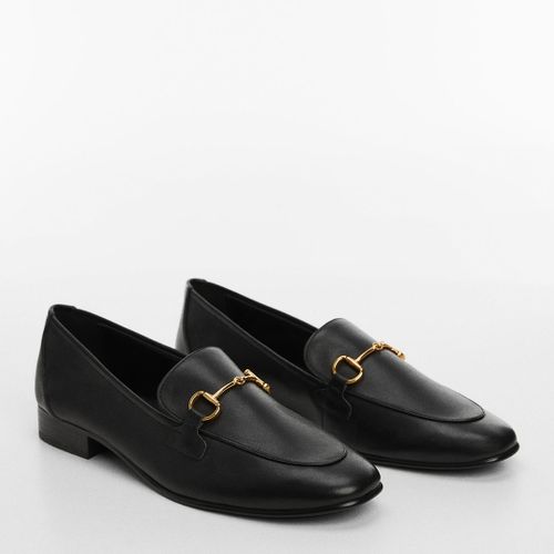 Black Leather Horsebit Loafers - Mango - Modalova