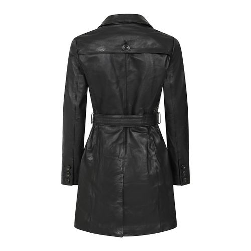 Black Short Leather Trench Coat - Muubaa - Modalova