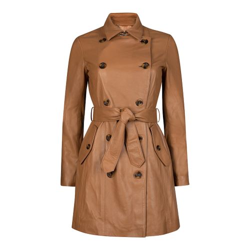 Tan Short Leather Trench Coat - Muubaa - Modalova