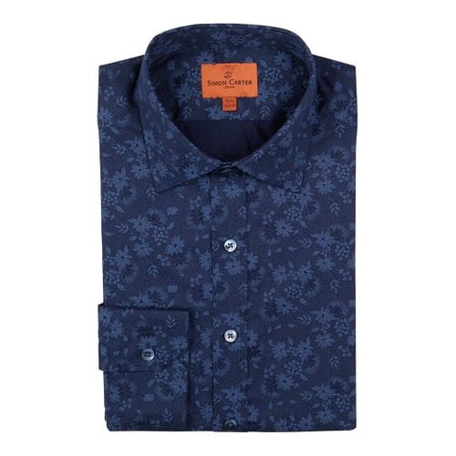 Navy Flower Print Cotton Shirt - Simon Carter - Modalova