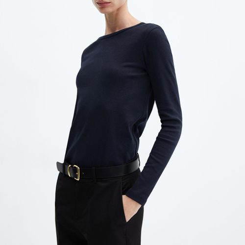 Navy Long-sleeved T-Shirt - Mango - Modalova