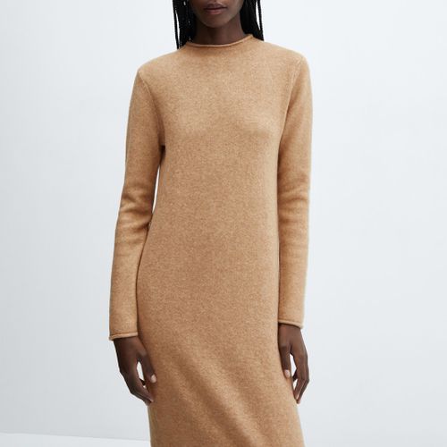 Camel Soft Knit Wool Blend Midi Dress - Mango - Modalova