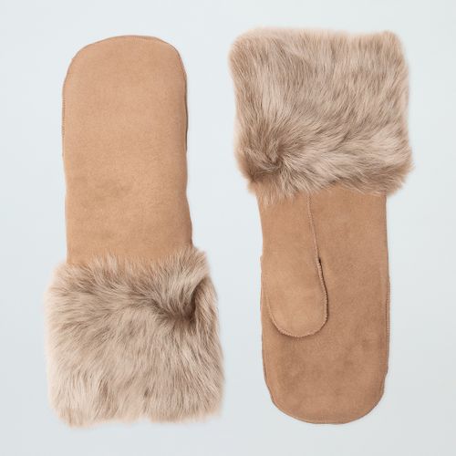 Butterscotch Shearling Suede Mittens - NÂ°Â· Eleven - Modalova