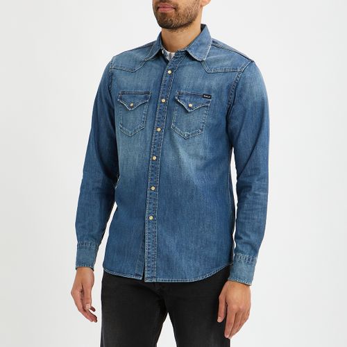 Blue Aged Denim Shirt - Replay - Modalova